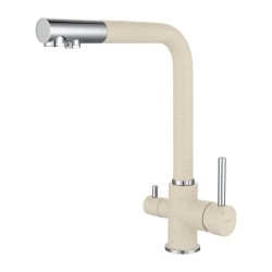 Kitchen tap GRANFEST СМЕСИТЕЛЬ Г-обр 3611 С краном питьевой воды D-35мм белый 
