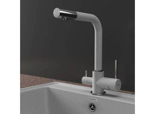 Kitchen tap GRANFEST СМЕСИТЕЛЬ Г-обр 3611 С краном питьевой воды D-35мм серый 