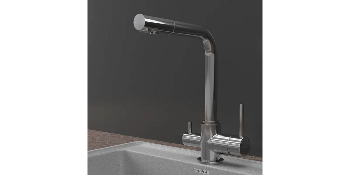 Kitchen tap GRANFEST СМЕСИТЕЛЬ Г-обр 3611 С краном питьевой воды D-35мм хром 