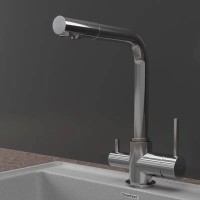 Kitchen tap GRANFEST СМЕСИТЕЛЬ Г-обр 3611 С краном питьевой воды D-35мм хром 