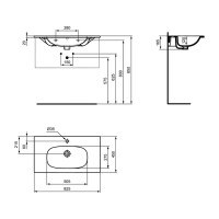 Bathroom sink IDEAL STANDARD TESI VTY BSN 80 SILK WHT BXD (T3509V1)