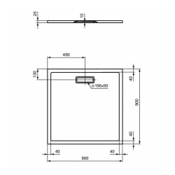 Shower cabin-pedestal IDEAL STANDARD ULTRAFLAT NEW SHT 90X90 SQR BK SILK (T4467V3)