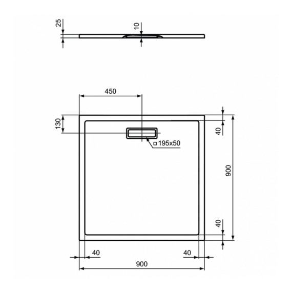 Լոգախցիկ-տակդիր IDEAL STANDARD ULTRAFLAT NEW SHT 90X90 SQR BK SILK (T4467V3)