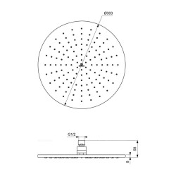 Ցնցուղ-ծորակ IDEAL STANDARD IRAIN RAINSHR ROUND 300MM 12L/MIN SBLK (A5803XG)