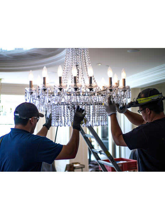 Complicated installation of the chandelier at the address (no more than 3 m from the ceiling)
