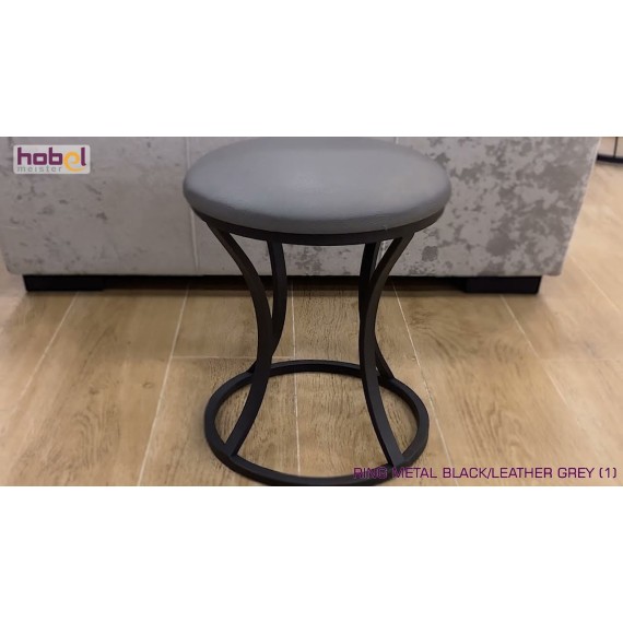HOBEL RING METAL BLACK/LEATHER GREY (1)