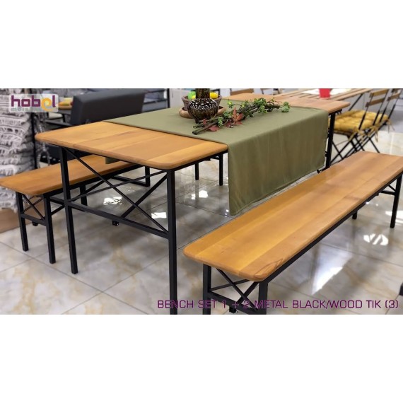 HOBEL BENCH SET 1 + 2 METAL BLACK/WOOD TIK (3)