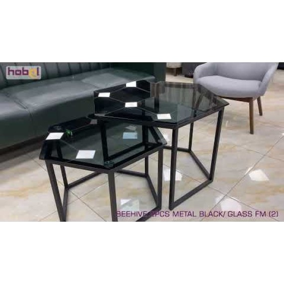 HOBEL BEEHIVE 2PCS METAL BLACK/ GLASS FM (2)