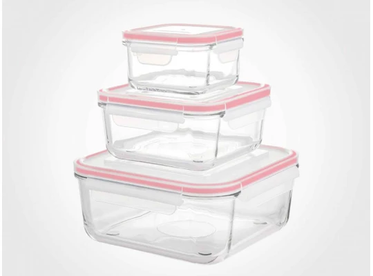 Food storage LIMON 204835 GLASS W/LID SQUAR SET 3PC(906301) 