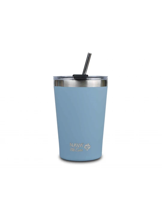 Termos NAVA 10-262-111 S.STEEL WE CARE TRAVEL MUG W/STRAW BLUE 450ML 