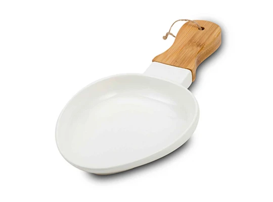 Plate NAVA 10-263-017 TERRESTRIAL WHITE W/BAMBOO HANDLE 32/18CM 
