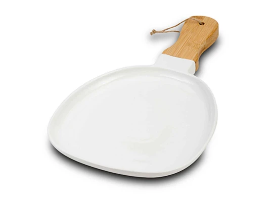 Plate NAVA 10-263-031 TERRESTRIAL WHITE W/BAMBOO HANDLE 35/22CM 