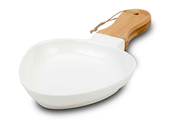 Plate NAVA 10-263-045 TERRESTRIAL WHITE W/BAMBOO HANDLE 32/15CM 