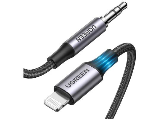 Кабельный адаптер UGREEN Lightning to to 3.5mm Aluminium braided 2m (BK) (70862)