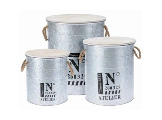 Box and baskets KOOPMAN STORAGE BIN ZINC 3PCS (FZ1000090)
