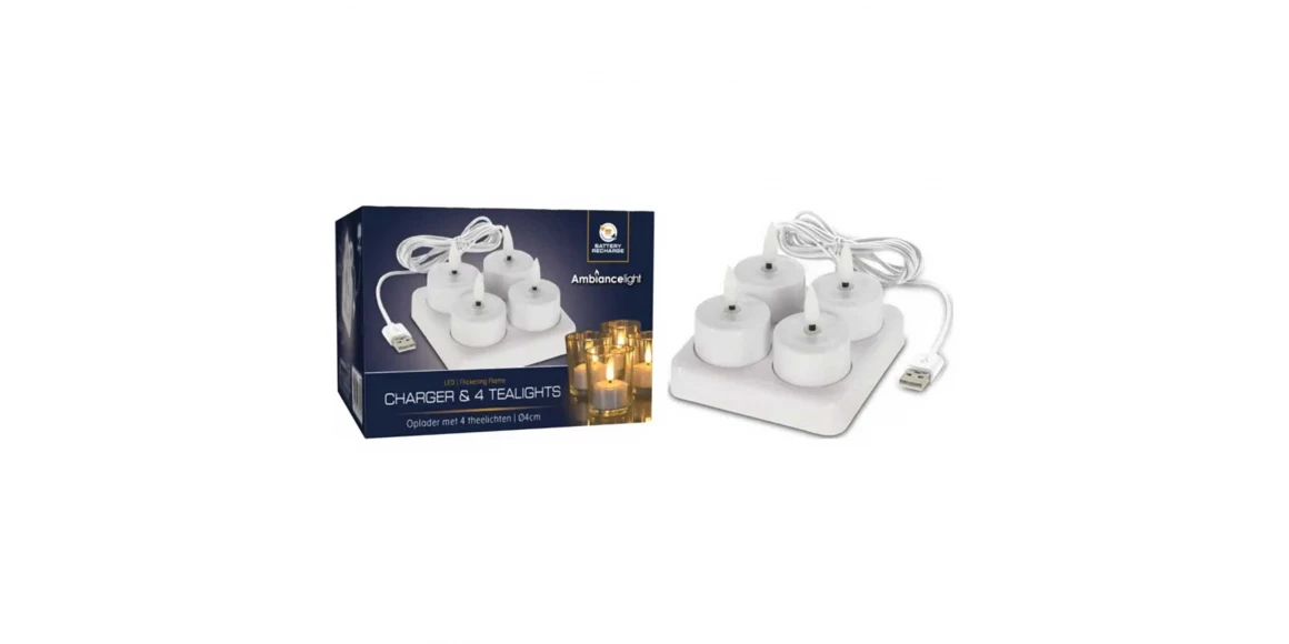 Свеча KOOPMAN TEALIGHT WITH LED SET 4PCS (637053) (XX8114170)