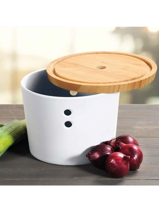 Банка KESPER 32622 PLASTIC WITH BANBOO LID WHITE 