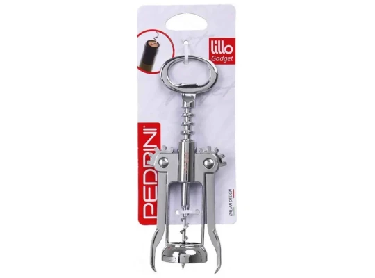 Openers PEDRINI 0033-4 CORKSCREW W/CAP LIFTER CHROMED 