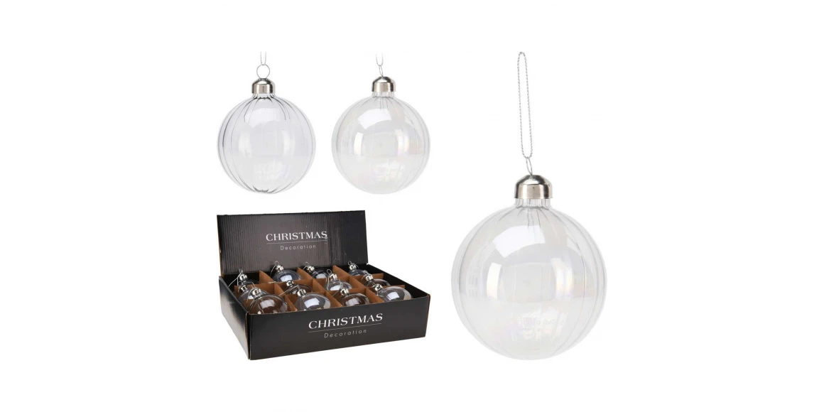 Новогодные декоративные аксессуары KOOPMAN XMAS BALL GLASS 8CM 2ASS (182843) (ABT400540)