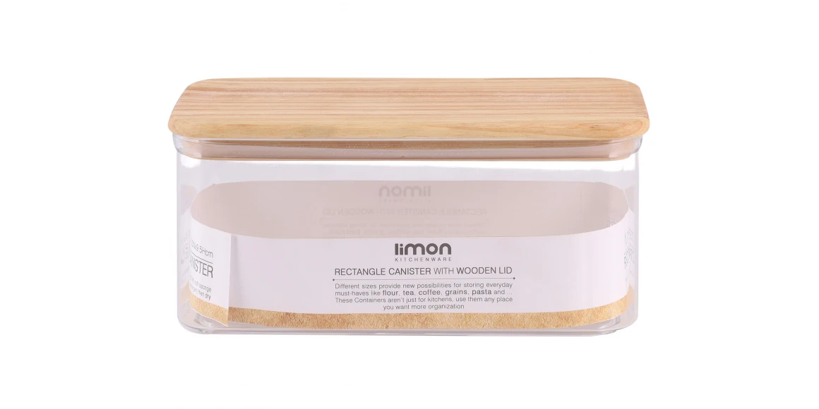 Jar LIMON 220259 RECT. SARINA W/LID WOOD 1L (908190) 