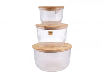 Տարա LIMON 221259 GLASS ROWND W/LID SET 3PC(908350) 