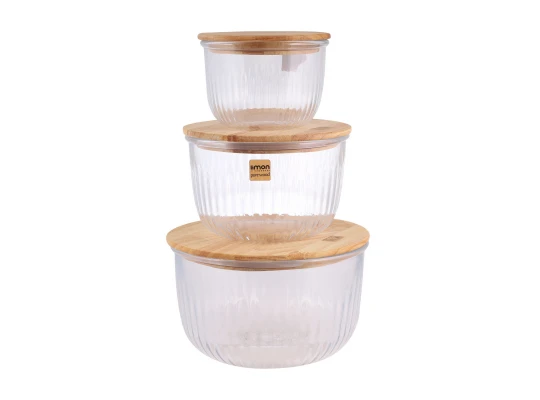 Bowl LIMON 221259 GLASS ROWND W/LID SET 3PC(908350) 