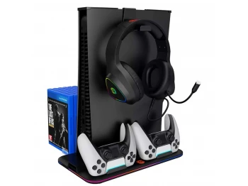 Cooling pad CANYON CS-PS5 PS and joysticks charger stand (Black) (CND-CSPS5B)