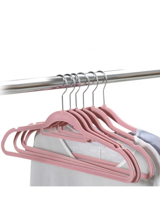 Hanger KESPER 16642 ANTI-SLIP FLOCKING SET 6PC PINK 