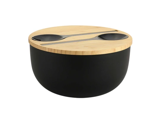 Bowl KESPER 58470 SALAD W/CUTLERY BLACK 24CM 