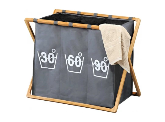 Laundry basket KESPER 89170 POLYESTER TRIO GREY 