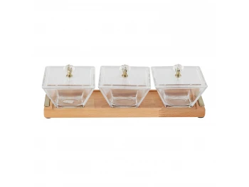 Food storage LIMON 224259 SNACK SERVING 3 SECTION W/WOODEN BASE (908640) 