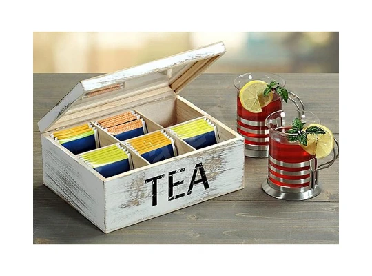 Box and baskets KESPER 58931 FOR TEA VINTAGE GREY 