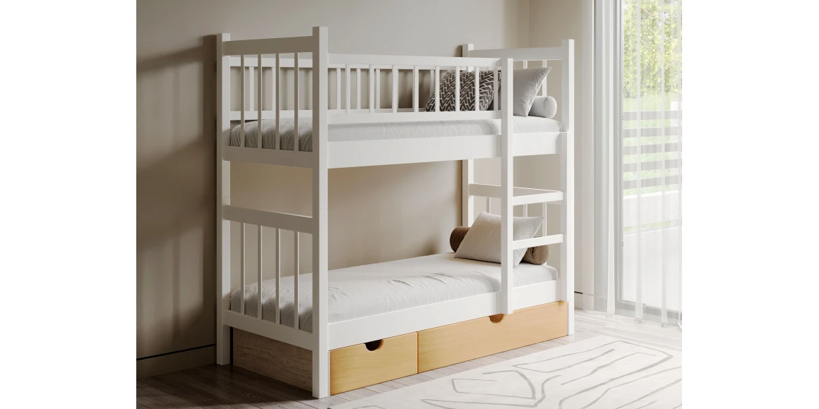 Մանկական մահճակալ HOBEL TWO STOREY EX-B53 SHELF 90X190 WHITE (8) 