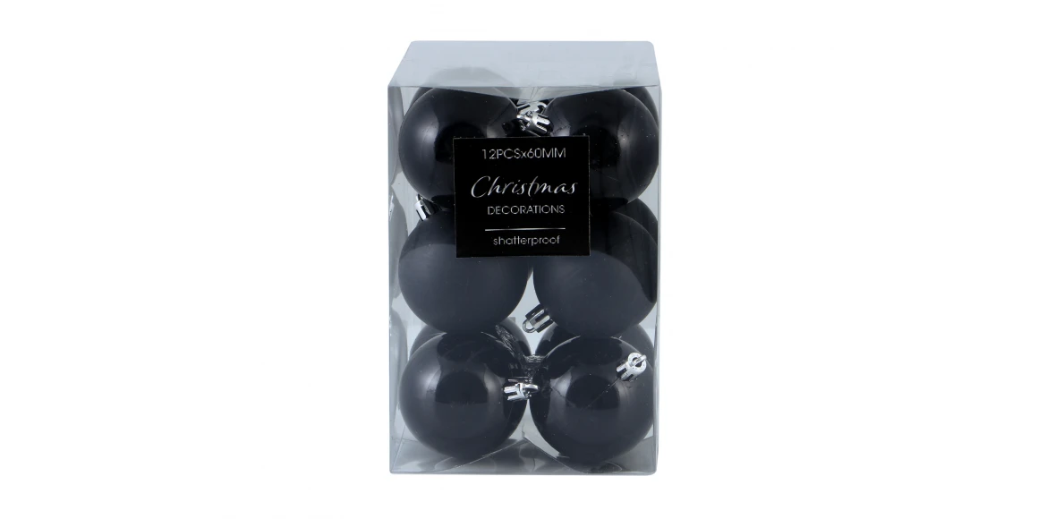 Ամանորյա դեկորատիվ առարկաներ KOOPMAN XMAS BALL 12X60MM BLACK (CAN218040)