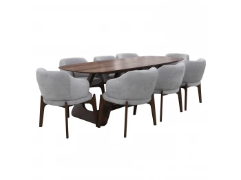 Dining set IVORIE ALETA 3377/1393 1+8 NATURAL WALNUT 
