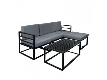 Garden set HOBEL CORNER DECK METAL BLACK/ LIGHT GREY (5) 