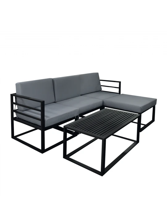Garden set HOBEL CORNER DECK METAL BLACK/ LIGHT GREY (5) 