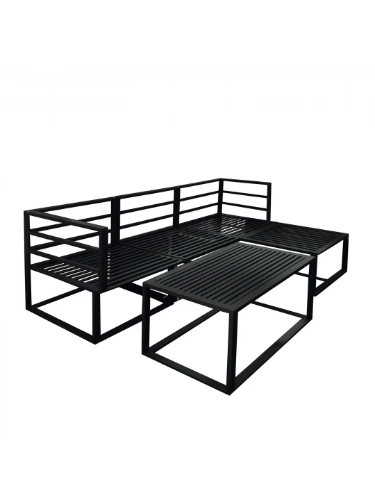 Garden set HOBEL CORNER DECK METAL BLACK/ LIGHT GREY (5) 