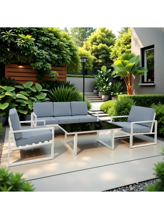 Garden set HOBEL PIER 3+1+1 ALUM WHITE/ (4) 