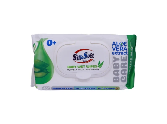 Влажные салфетки SILK SOFT Մանկական Ալոե Վերա 100հ (014946) 