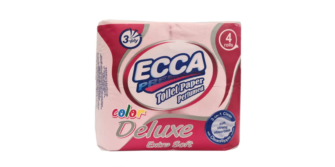 Туалетная бумага ECCA  PREMIUM DELUXE 4ՀԱՏ 3Շ (561742) (RED) 