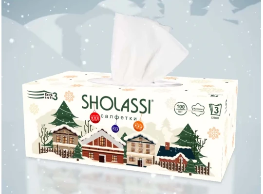 Салфетка SHOLASSI N100 EXTRA SOFT 3PLY 100PC NEW YEAR (232354) 