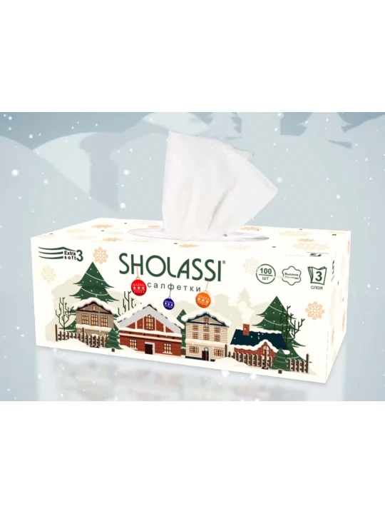 Салфетка SHOLASSI N100 EXTRA SOFT 3PLY 100PC NEW YEAR (232354) 