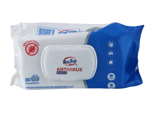 Влажные салфетки SILK SOFT ANTIVIRUS  80PC (077733) 