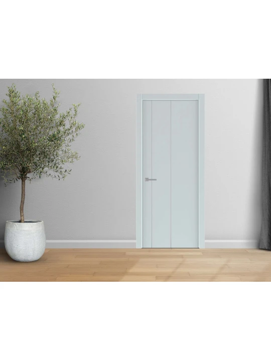 Room doors YUKKA СТИЛЬ 2.1с (3) П-25 N3 С 4х ЧЕРНЫЙ ПРОФИЛЬ СОФТ ПРЕМИУМ БЕЛЫЙ 