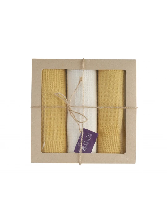 Խոհանոցային սրբիչների հացաքածու VETEXUS VDS BOX 3PC MILK WITH YELLOW 45X70 (660134) 
