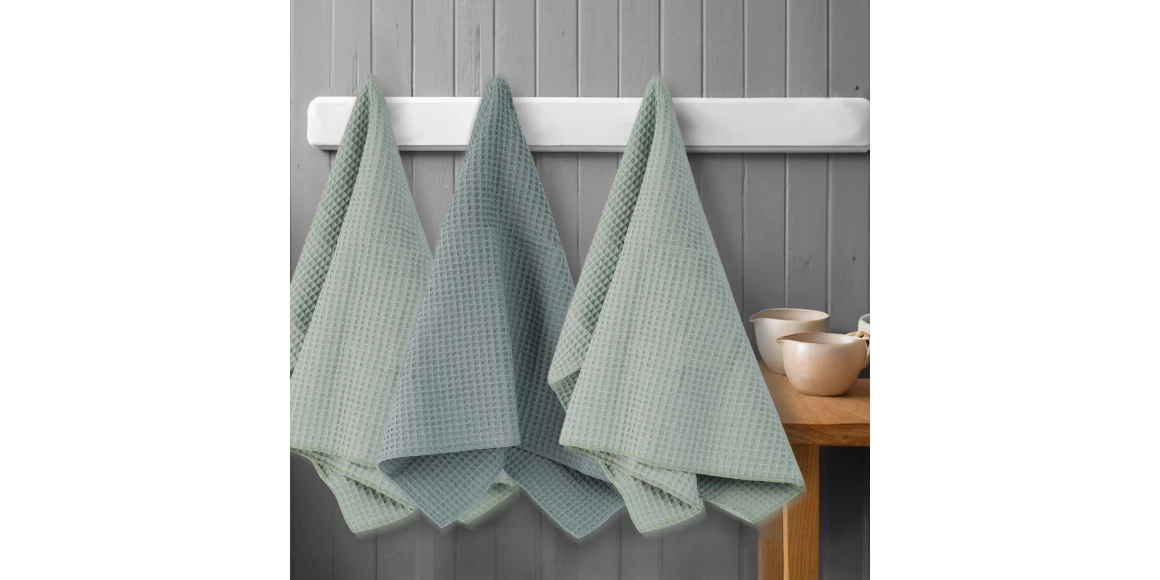 Набор кухонных полотенец VETEXUS VDS 200GSM 3PC A.GREEN WITH PETROL 50X70 (908984) 