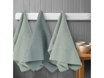 Kitchen towel set VETEXUS VDS 200GSM 3PC A.GREEN WITH PETROL 50X70 (908984) 