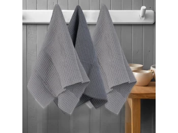 Խոհանոցային սրբիչների հացաքածու VETEXUS VDS 200GSM 3PC LIGHT GREY WITH DARK GREY 50X70 (903422) 