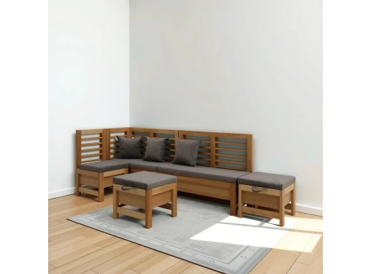 Кухонный уголок HOBEL CORNER OLIVER WOOD NATURAL/LEONARDO 5 L (5) 